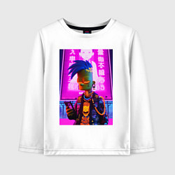 Лонгслив хлопковый детский Bart Simpson - cyber art punk, цвет: белый