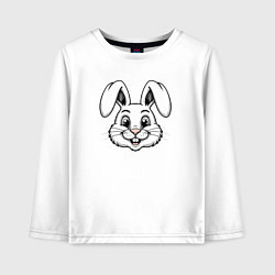 Лонгслив хлопковый детский Морда белого зайца, цвет: белый