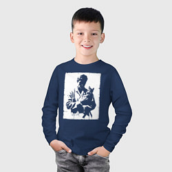 Лонгслив хлопковый детский Ветеринар с котом, цвет: тёмно-синий — фото 2
