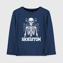 Лонгслив хлопковый детский Скелет в схемах, цвет: тёмно-синий