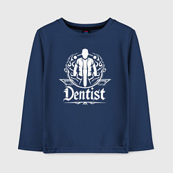 Лонгслив хлопковый детский Стоматолог в круге, цвет: тёмно-синий