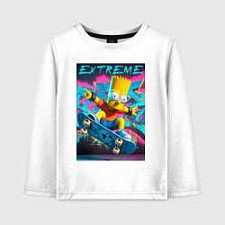 Лонгслив хлопковый детский Барт Симпсон крутой скейтбордист, цвет: белый
