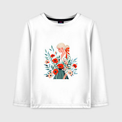 Лонгслив хлопковый детский Маки и блондинка, цвет: белый