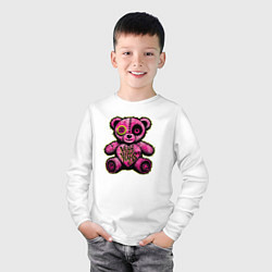 Лонгслив хлопковый детский Pink bear, цвет: белый — фото 2