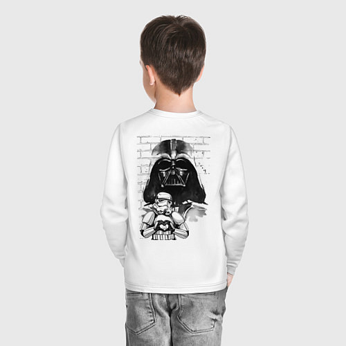 Детский лонгслив Дарт вейдер на стене / Белый – фото 4