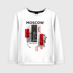 Лонгслив хлопковый детский Москва коллаж, цвет: белый