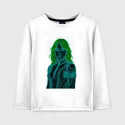 Лонгслив хлопковый детский Билли Айлиш из неоновых линий, цвет: белый