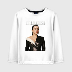 Лонгслив хлопковый детский Билли Айлиш в черном костюме, цвет: белый