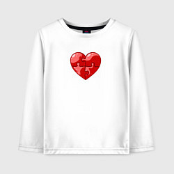 Детский лонгслив Красное сердце из пазлов