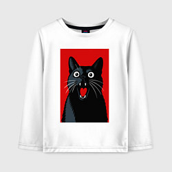 Детский лонгслив Удивленный черный кот