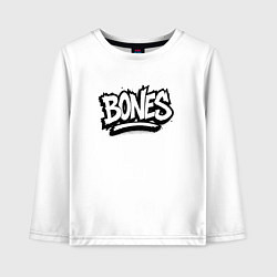 Лонгслив хлопковый детский Bones белый логотип, цвет: белый