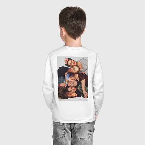 Детский лонгслив Друзья художники how you doin / Белый – фото 4