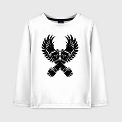 Лонгслив хлопковый детский ММА кулаки, цвет: белый