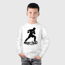 Лонгслив хлопковый детский Муай Тай сила и мощь тайского бокса, цвет: белый — фото 2