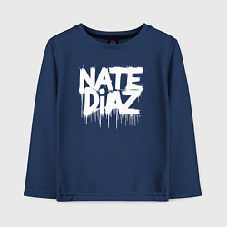 Лонгслив хлопковый детский Граффити логотип Нейт Диас, цвет: тёмно-синий