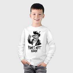Лонгслив хлопковый детский Bender - punks not dead motto, цвет: белый — фото 2