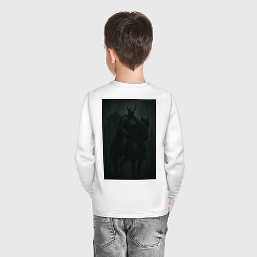 Детский лонгслив Рыцарь тьмы - dark fantasy / Белый – фото 4