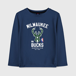 Лонгслив хлопковый детский Милуоки Бакс - НБА, цвет: тёмно-синий