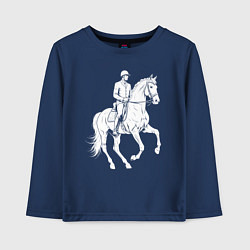 Лонгслив хлопковый детский Конный спорт, цвет: тёмно-синий