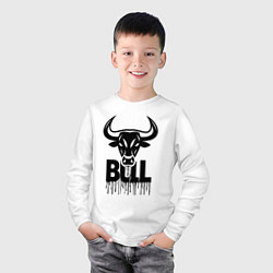 Лонгслив хлопковый детский Черный бык с петекшей краской, цвет: белый — фото 2