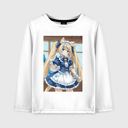 Лонгслив хлопковый детский Горничная с ушками в maid cafe, цвет: белый