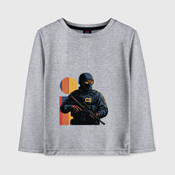 Лонгслив хлопковый детский Поп-арт контр-террорист CS 2, цвет: меланж