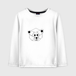 Лонгслив хлопковый детский Геометрическая морда медведя, цвет: белый