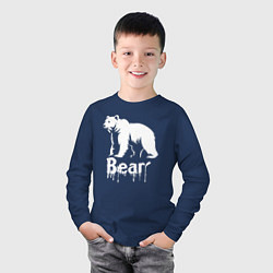 Лонгслив хлопковый детский Белый медведь краской, цвет: тёмно-синий — фото 2