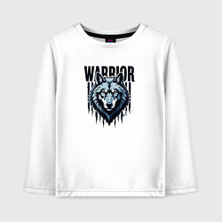 Лонгслив хлопковый детский Волк воин, цвет: белый