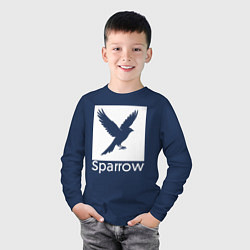 Лонгслив хлопковый детский Летящий воробей, цвет: тёмно-синий — фото 2