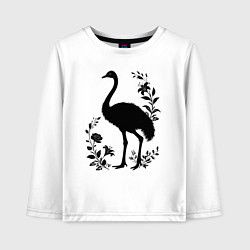 Детский лонгслив Страус среди цветов