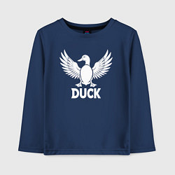 Лонгслив хлопковый детский Летящая утка, цвет: тёмно-синий