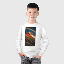 Лонгслив хлопковый детский Гора и радуга вечером, AI, цвет: белый — фото 2