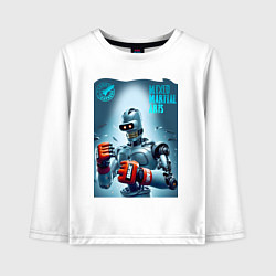 Лонгслив хлопковый детский Bender bending robot - mixed martial artist, цвет: белый