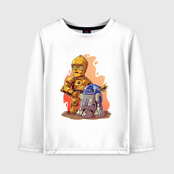 Лонгслив хлопковый детский Звёздные войны: c3p0 и r2d2 - арт, цвет: белый