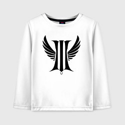 Лонгслив хлопковый детский Крылья и буква И, цвет: белый