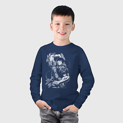 Лонгслив хлопковый детский Тодзи Фушигуро - цепи, цвет: тёмно-синий — фото 2
