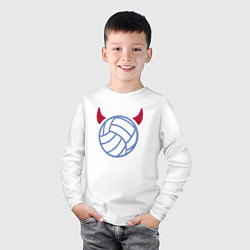 Лонгслив хлопковый детский Volleyball devil, цвет: белый — фото 2