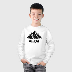 Лонгслив хлопковый детский Алтай горы, цвет: белый — фото 2