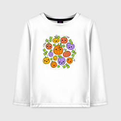 Лонгслив хлопковый детский Тыковки на хэллоуин, цвет: белый