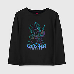 Лонгслив хлопковый детский Неоновый Сяо из Genshin Impact, цвет: черный
