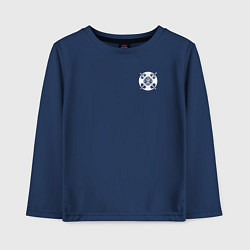 Лонгслив хлопковый детский Волков бояться белый арт, цвет: тёмно-синий