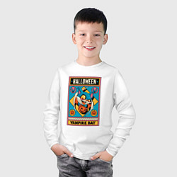 Лонгслив хлопковый детский Halloween vampire bat, цвет: белый — фото 2