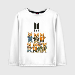 Лонгслив хлопковый детский BTS группа из корги, цвет: белый
