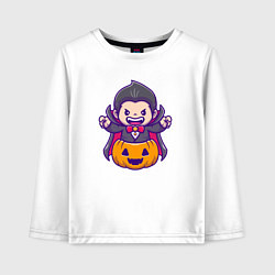 Лонгслив хлопковый детский Дракула в тыкве, цвет: белый