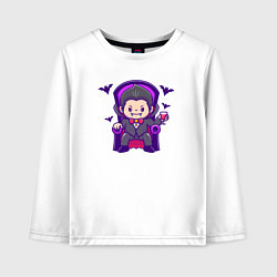 Лонгслив хлопковый детский Дракула на троне, цвет: белый