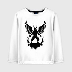 Лонгслив хлопковый детский Черный лис Сургута с крыльями, цвет: белый