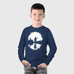 Лонгслив хлопковый детский Тень человека в Англии, цвет: тёмно-синий — фото 2