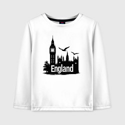 Лонгслив хлопковый детский Англия: величие Биг-Бена, цвет: белый