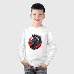 Лонгслив хлопковый детский Лошадь, цвет: белый — фото 2